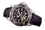 Replica Swiss Rolex Submariner Tourbillon Black Leather Watch - 2016 New